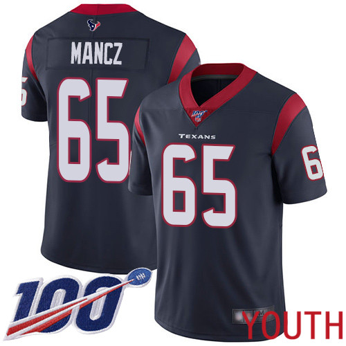 Houston Texans Limited Navy Blue Youth Greg Mancz Home Jersey NFL Football #65 100th Season Vapor Untouchable->youth nfl jersey->Youth Jersey